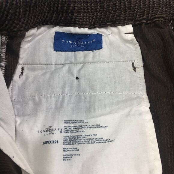 VTG Towncraft Corduroy Pants Men 38x32 Brown Stretch Straight Leg Cotton Classic - Picture 5 of 14